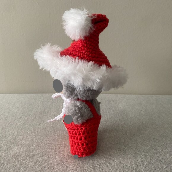 Handmade Crochet Christmas Red White Santa Hat Outfit for 17cm Doll 2-Piece Set - Picture 2 of 6